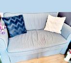 Slaapbank lichtblauw met ruitjes, Huis en Inrichting, Slaapkamer | Slaapbanken, 140 cm, Zo goed als nieuw, Ophalen
