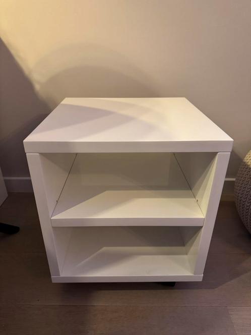 Goossens bijzettafel Rubic hoogglans wit., Huis en Inrichting, Tafels | Bijzettafels, Zo goed als nieuw, Minder dan 55 cm, Hout