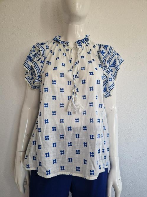 Mirasol blouse top. Maat 40, Wit/blauw., Kleding | Dames, Blouses en Tunieken, Nieuw, Maat 38/40 (M), Wit, Ophalen of Verzenden