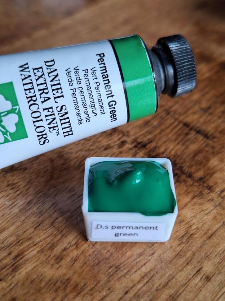 Daniel Smith Permanent Green Aquarelverf - ½ napje, Hobby en Vrije tijd, Schilderen, Nieuw, Waterverf, Ophalen of Verzenden