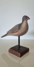 Oude decoratieve houten lokvogel, duif op standaard, Ophalen of Verzenden