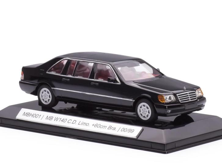 Mercedes-Benz S600 W140 Limousine Zwart Metallic MBH001, Hobby en Vrije tijd, Modelauto's | 1:43, Nieuw, Auto, Overige merken