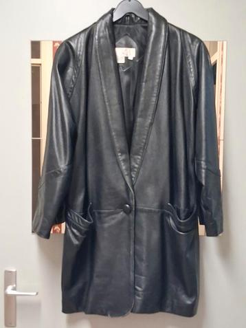 Zwarte leren blazer maat L beschikbaar voor biedingen