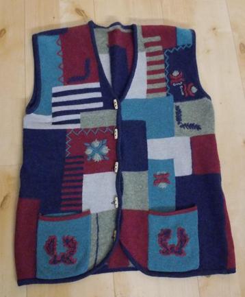 Folklore/patchwork 80% wollen gilet! L beschikbaar voor biedingen