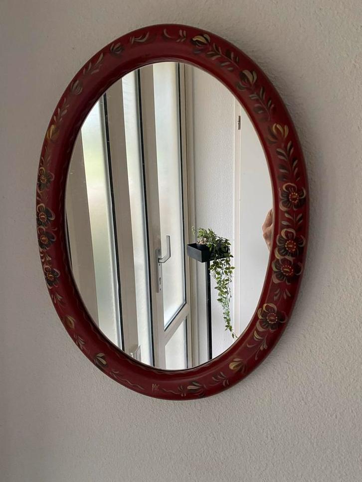 Hindelooper Spiegel met Schilderwerk, Huis en Inrichting, Woonaccessoires | Spiegels, Gebruikt, Minder dan 50 cm, Minder dan 100 cm