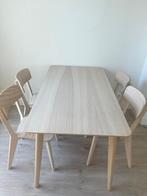 Tafel, essenfineer, 140x78 cm / 4 LISABO Eetkamerstoel, Huis en Inrichting, Tafels | Eettafels, Ophalen, Gebruikt, Vier personen