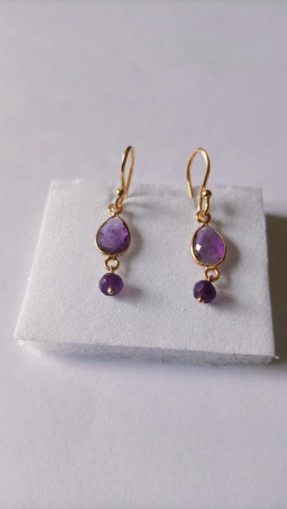 Fraaie zilver vergulde oorbellen met Amethist, Sieraden, Tassen en Uiterlijk, Oorbellen, Nieuw, Hangers, Zilver, Goud, Met edelsteen