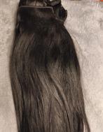 Clip-in extensions, 100% natural black human hair.