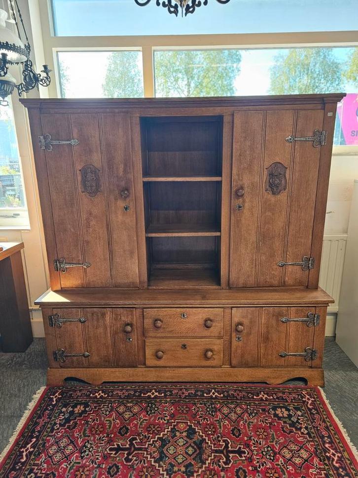 Antieke 2-delige Amsterdamse Eiken Kast, Antiek en Kunst, Antiek | Meubels | Kasten, Ophalen