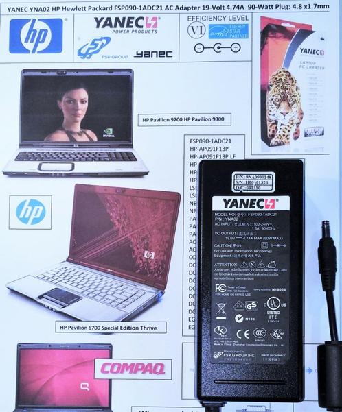 HP Yanec FSP090-1ADC21 19V 4.74A 90W Adapter Oplader 4.8x1.7, Computers en Software, Laptop-opladers, Zo goed als nieuw, Ophalen of Verzenden