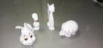 Vijf Grappige beeldjes. Wit/goud., Antiek en Kunst, Curiosa en Brocante, Ophalen of Verzenden