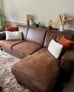 Mooie hoekbank en fauteuil bruin microleder Haco als nieuw, Huis en Inrichting, Ophalen, Zo goed als nieuw, Leer, Micoleder met contrast stiksel