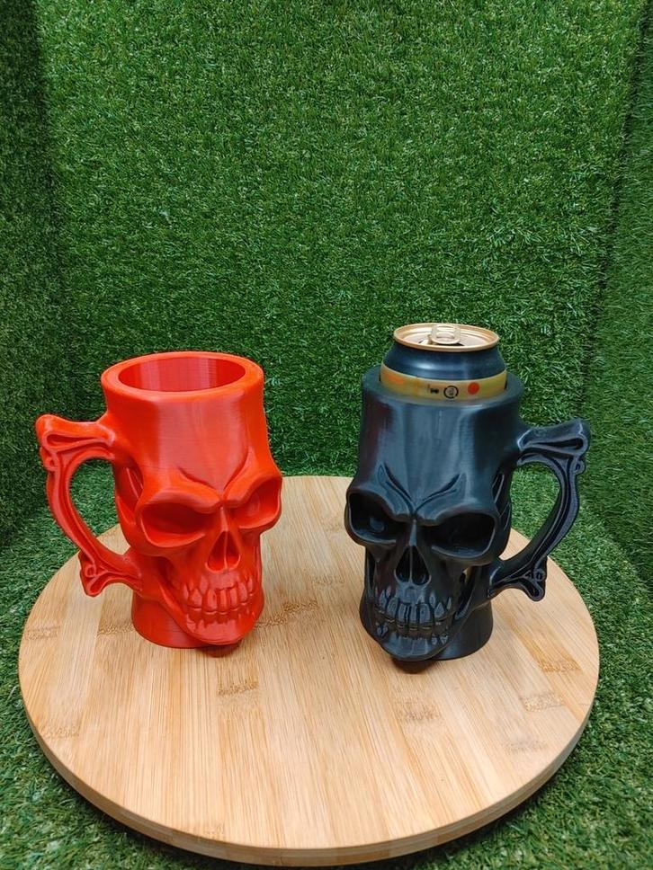 3D geprinte schedel mok 0.5L bierblik houder, Huis en Inrichting, Barren, Zo goed als nieuw, Ophalen of Verzenden