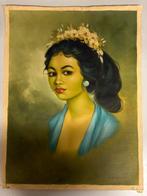 Schilderij portret balinese schoone, Antiek en Kunst, Ophalen of Verzenden