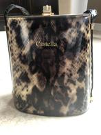Vintage Castella handtas met slangenhuidprint, Ophalen of Verzenden, Gebruikt, Overige kleuren, Handtas