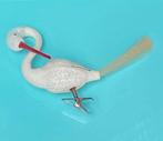 Vintage oude antieke kerstbal vogel op clip glasvezel staart, Verzenden