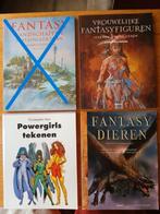 3 Fantasy teken/schilderboeken; vrouwen en dieren tekenen, Ophalen of Verzenden, Zo goed als nieuw