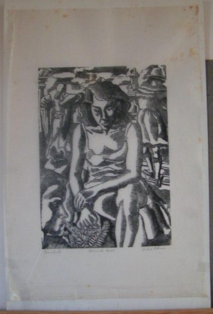 Hubert Bekman unframed "Memento Mori" inkt ets tekening NHS, Antiek en Kunst, Kunst | Etsen en Gravures, Ophalen of Verzenden