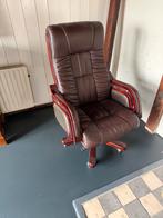 Bruine bureaustoel met houten details, Gebruikt, Bruin, Ophalen of Verzenden, Bureaustoel