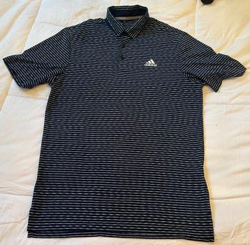 Originele Adidas golf sport polo gestreept donkerblauw wit L beschikbaar voor biedingen