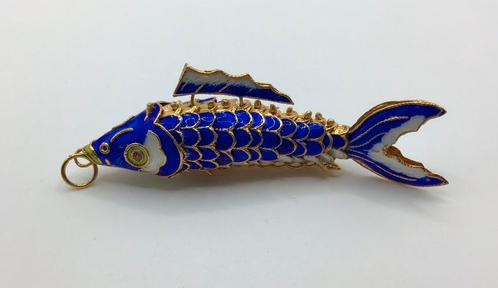 Vintge hanger Koi Karper emaille cloisonne goud verguld, Sieraden, Tassen en Uiterlijk, Antieke sieraden, Hanger, Verguld, Verzenden