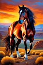 Diamond painting paard 30x20 cm (rond), Ophalen of Verzenden, Nieuw, Knutselwerk