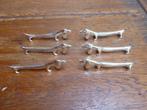 6 verzilverde messenleggers, teckel (1)