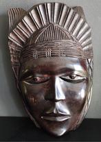 Afrikaans masker uit ebbenhout gesneden, Ophalen of Verzenden, Gebruikt