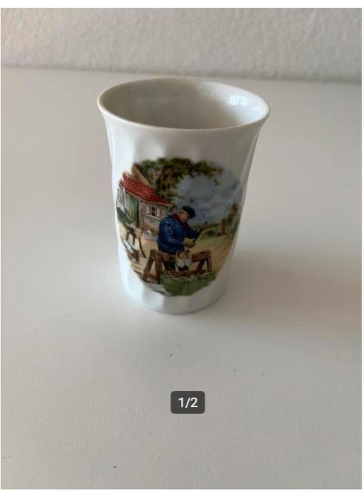 Antieke Beker Royal Schwabap Holland klompenmaker, Antiek en Kunst, Antiek | Porselein, Ophalen of Verzenden