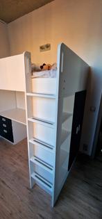 Ikea hoogslaper met bureau - wit, Huis en Inrichting, Slaapkamer | Stapelbedden en Hoogslapers, 90 cm, Gebruikt, Hoogslaper, Eenpersoons