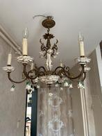 Antieke porselein kroonluchter met roosjes, Ophalen of Verzenden