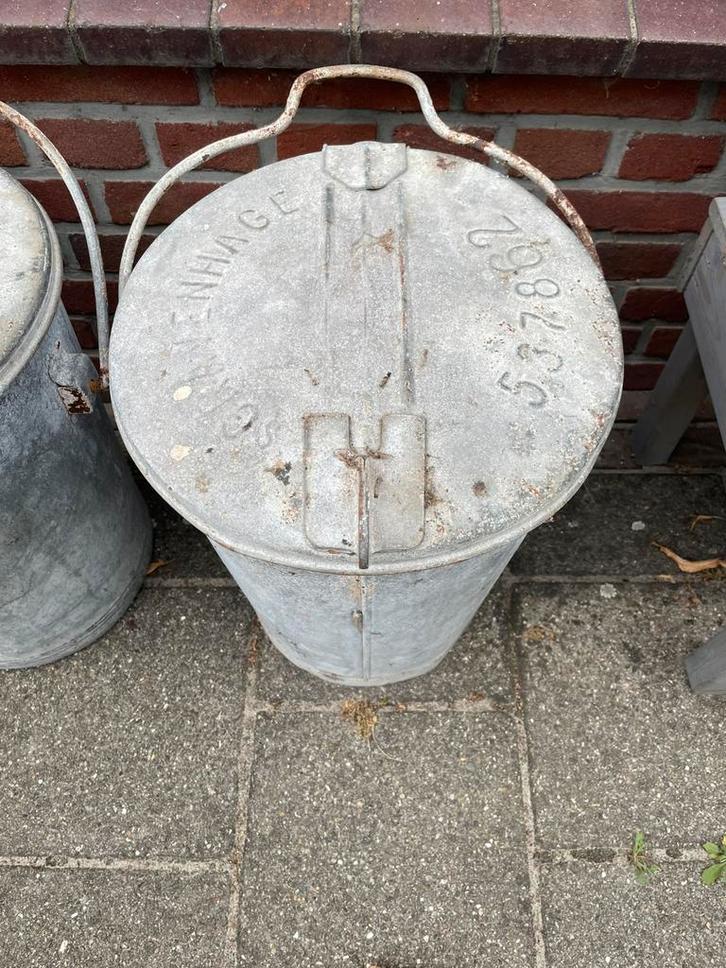 s’ Gravehage Zinken Vuilnisemmer, Prullenbak, Zink, Emmer, Tuin en Terras, Bloembakken en Plantenbakken, Gebruikt, Metaal, Minder dan 30 cm