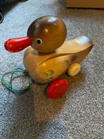 Houten Trek Eendje op Wieltjes, Ophalen of Verzenden, Gebruikt, Duw- of Trekspeelgoed