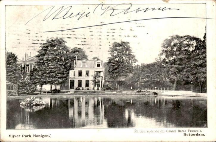 Rotterdam - Vijverpark Honigen, Verzamelen, Ansichtkaarten | Nederland, Gelopen, Zuid-Holland, Voor 1920, Ophalen of Verzenden