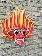 Vintage houten masker Gini Raksha of fire Sri Lanka, Antiek en Kunst, Kunst | Beelden en Houtsnijwerken, Ophalen of Verzenden