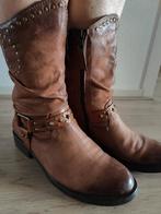 Mjus 41 cognac leren western laarsjes Ibiza cowboy studs, Bruin, Lage of Enkellaarzen, Ophalen of Verzenden, Zo goed als nieuw