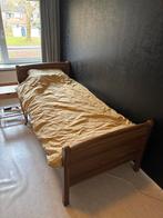 Houten eenpersoonsbed met elektrisch verstelbare lattenbotem, Ophalen, 90 cm, Eenpersoons, Bruin