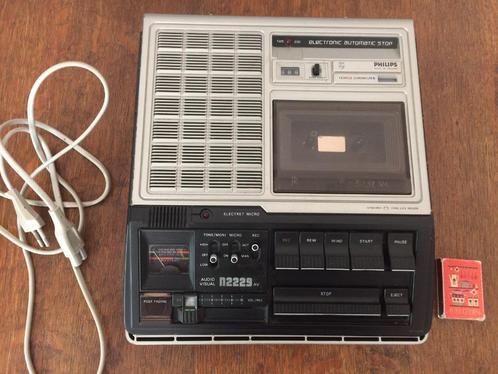 Philips N2229 jaren 70 cassetterecoder draagbaar vintage, Audio, Tv en Foto, Cassettedecks, Enkel, Tape counter, Ophalen of Verzenden