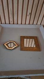 Twee vintage messing spiegeltjes, Huis en Inrichting, Woonaccessoires | Spiegels, Ophalen of Verzenden, Rond, Minder dan 50 cm
