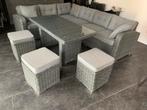 Luxe Wicker Loungeset met Tafel & Krukjes, Ophalen, Zo goed als nieuw, Loungeset, Wicker