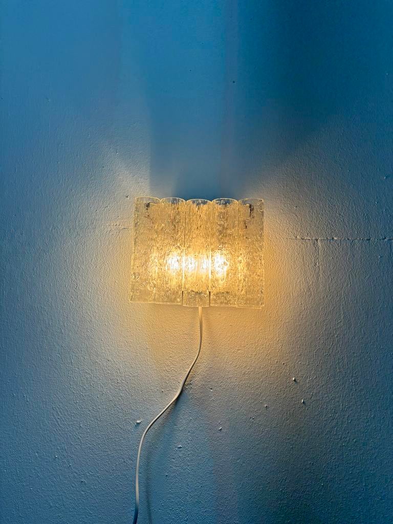 Vintage Doria Leuchten wandlamp ijsglas tubes jaren 60, Ophalen of Verzenden, Glas