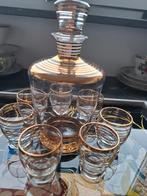 Schitterende karaf met likeurglaasjes goud Art Deco, Ophalen of Verzenden