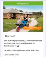 Kortingscode FarmCamps t.w.v. 48 euro, Tickets en Kaartjes, Kortingen en Cadeaubonnen