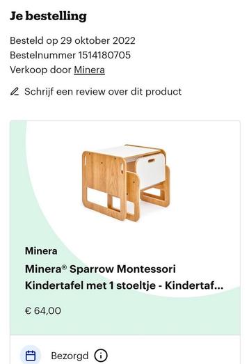 Montessori kindertafeltje met 1 stoel beschikbaar voor biedingen