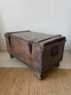 Vintage houten opbergkist op wielen, Ophalen, Minder dan 50 cm, Gebruikt, Minder dan 50 cm
