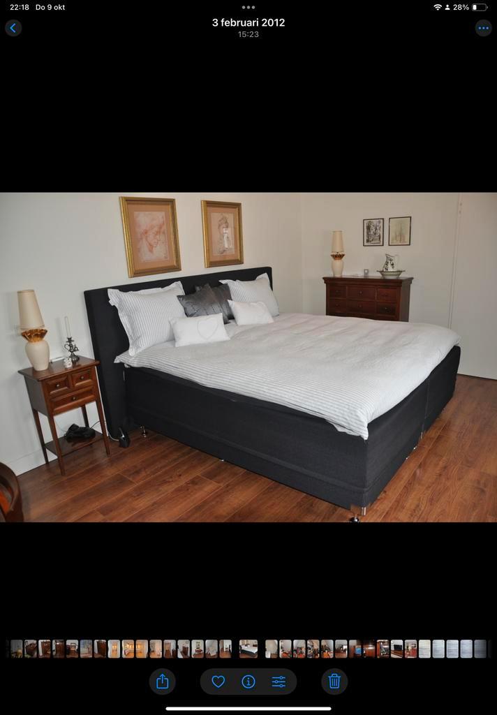 Electrisch verstelbaar boxspring, Huis en Inrichting, Slaapkamer | Boxsprings, Gebruikt, Overige maten, 210 cm, Tweepersoons, Grijs