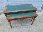 Vintage Empire stijl nesttafels groene lederen inleg, Huis en Inrichting, Tafels | Bijzettafels, Ophalen, Gebruikt, Rechthoekig