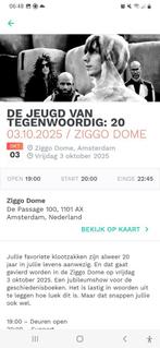 Jeugd van tegenwoordig 2 kaartjes vak 107 glijpanters, Tickets en Kaartjes, Twee personen