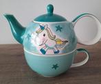 Unicorn Theepotje met Kopje - 1 Persoon, Keramiek, Ophalen of Verzenden, Zo goed als nieuw, Overige stijlen