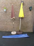 2 x Parasol + 2 x parasolvoet en 1 hoes. (ouder al.), Ophalen, Kantelbaar, Gebruikt, 1 tot 2 meter